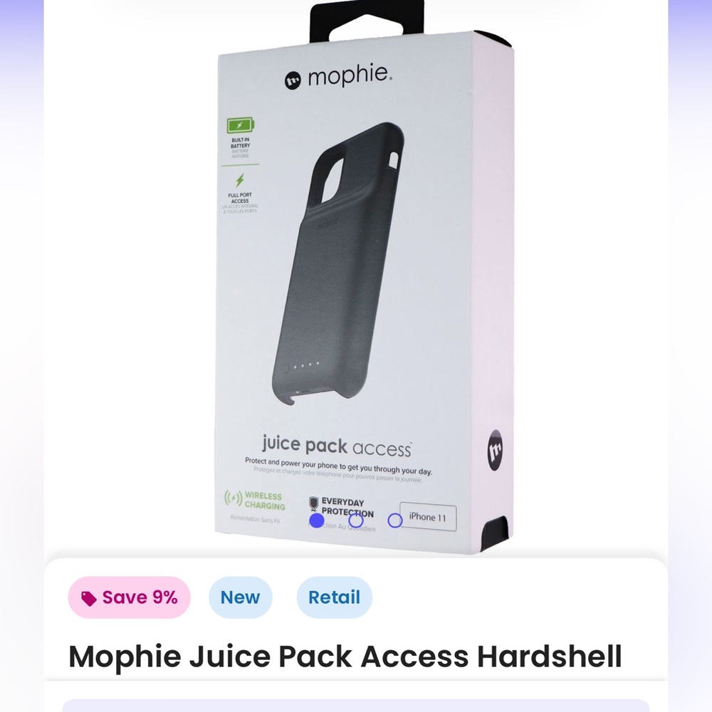 The Mophie Juice Pack Access Hardshell Battery Case for Apple iPhone 11 Pro Max.